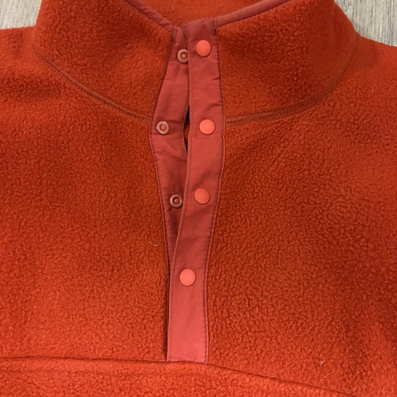 LL Bean Men’s Fleece Quarter Button Up Pullover Orange Sz LT Outdoor Zip Pockets - Picture 10 of 12